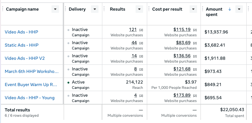 Meta Ads Campaign Performance — ROAS by Campaign